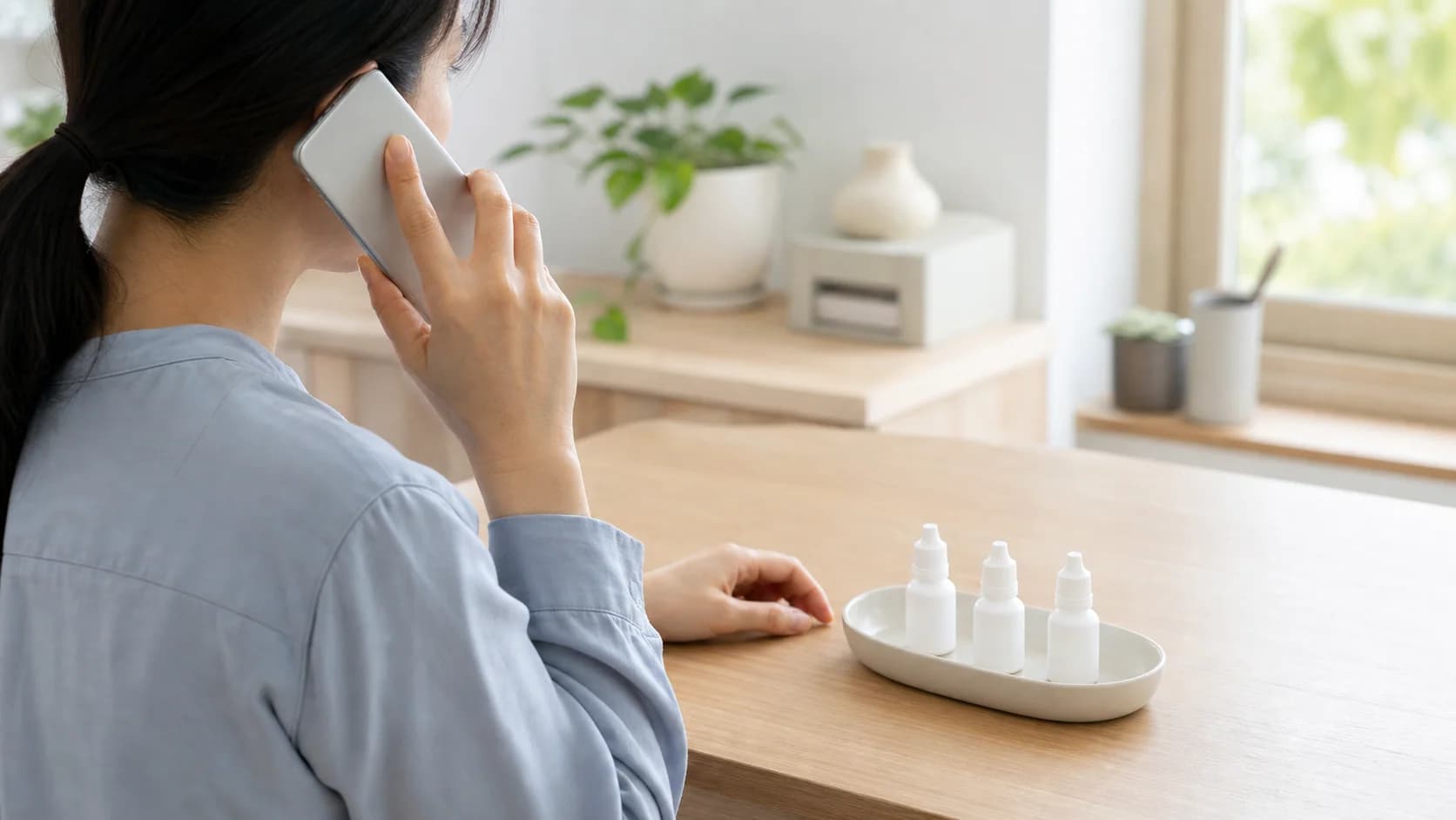 처방받은 안약을 임의로 중단하지 않고 지시대로 사용하는 장면