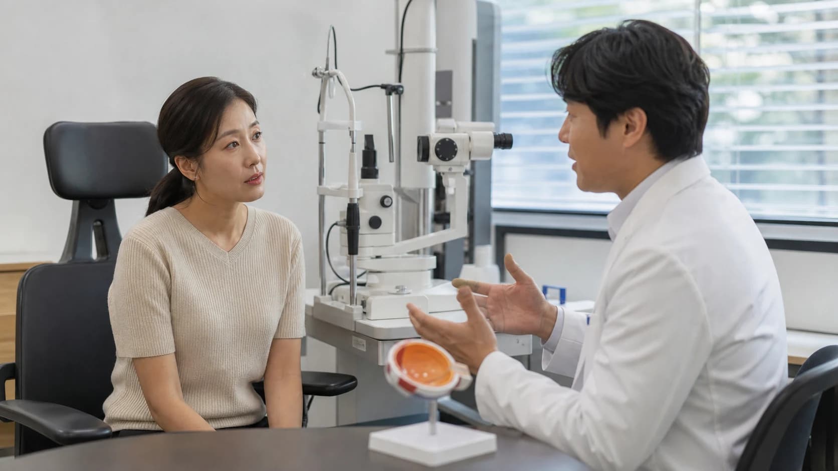 여러 검사 결과를 종합해 설명하는 상담 장면