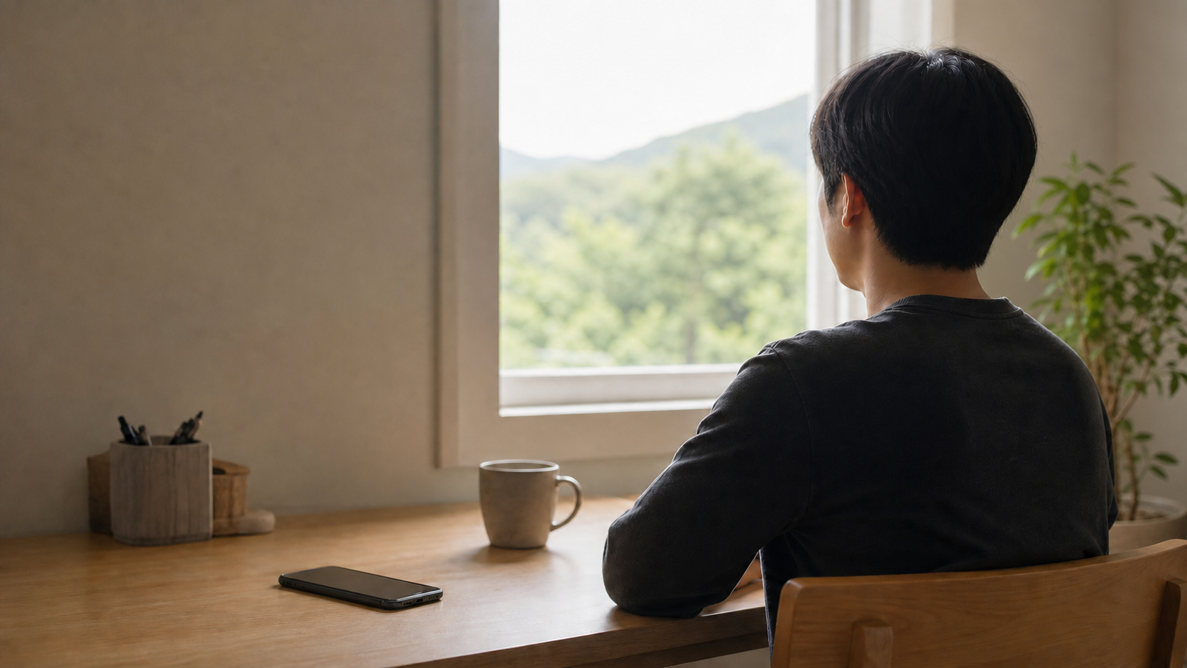 화면 사용을 잠시 멈추고 눈을 쉬게 하는 장면