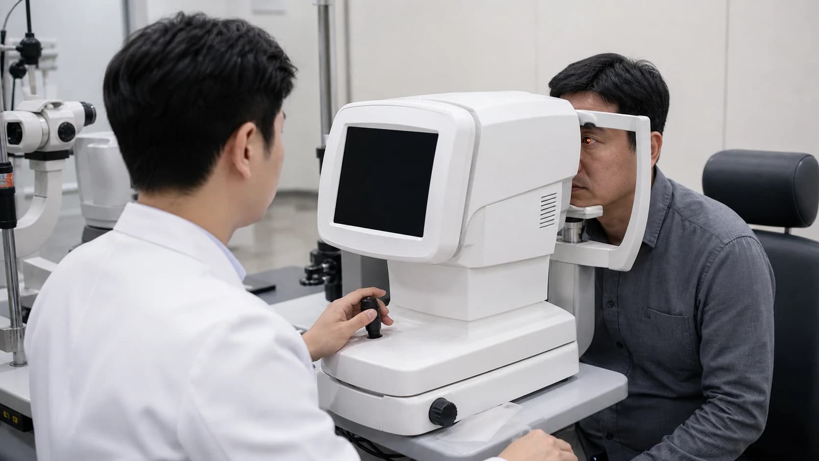 황반과 시신경 상태를 확인하는 검사 장면