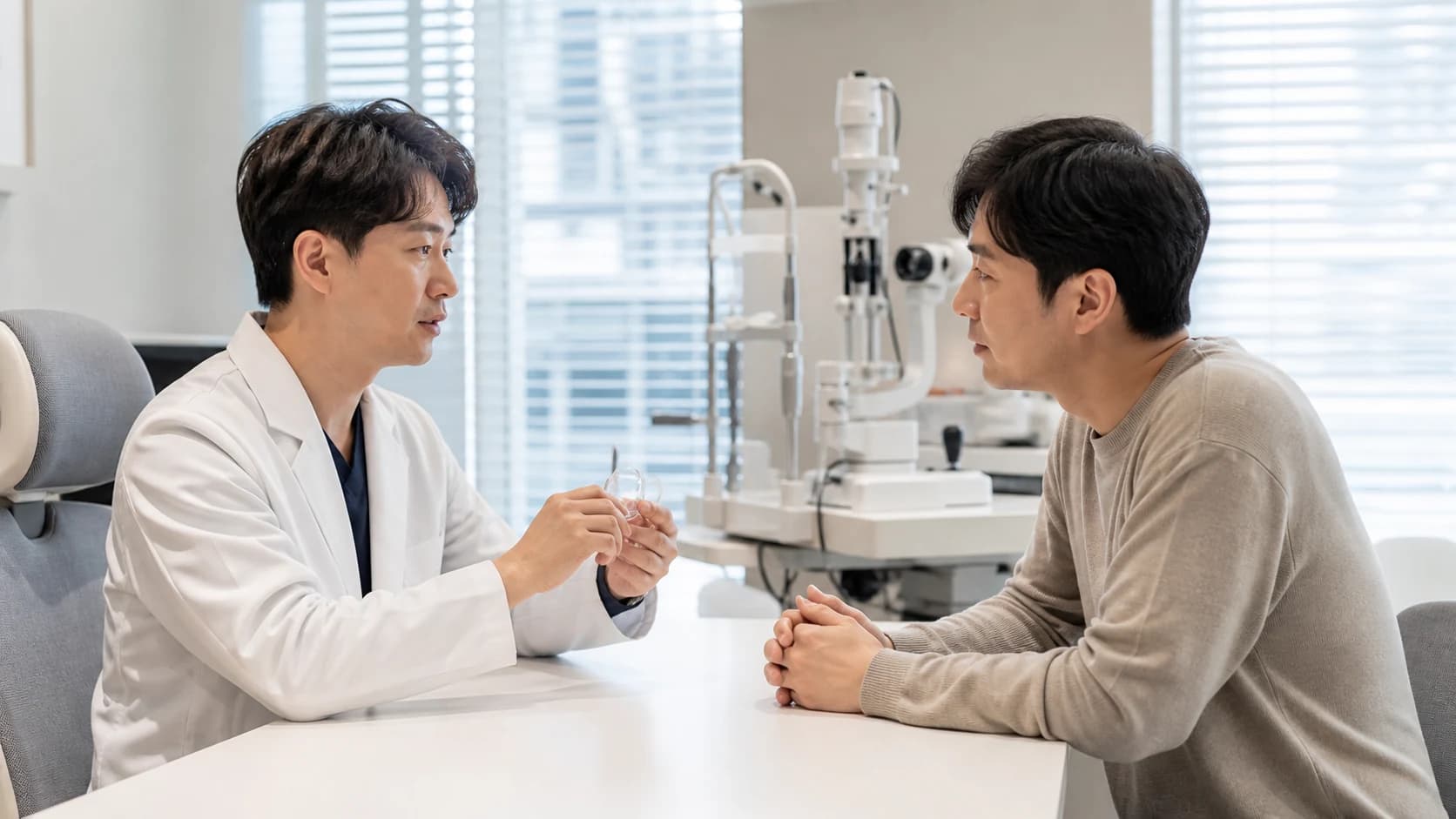 노안과 근시를 구분해 설명하는 장면