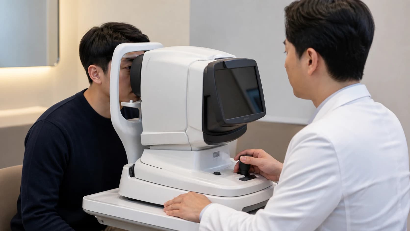 검사 결과를 바탕으로 시력교정 방법을 상담하는 장면