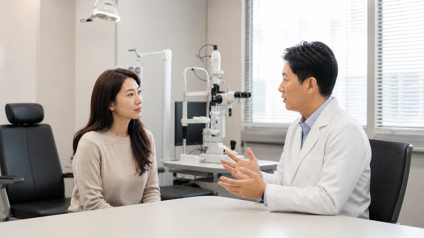 여러 시력교정 방법을 검사 결과와 함께 비교하는 그래픽