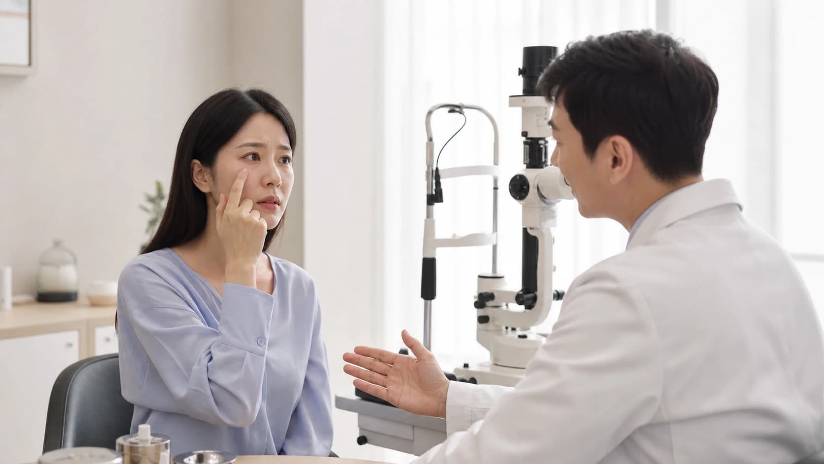 안약 사용을 멈추고 의료진에게 확인할 통증 분비물 충혈 시력 변화 눈부심 알레르기 신호