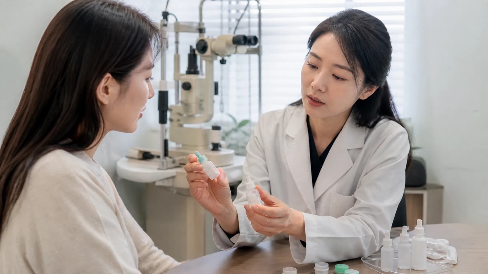 여러 안약의 처방 순서와 제품별 지시 전체 약 목록 누락 시 기준을 정리한 도식