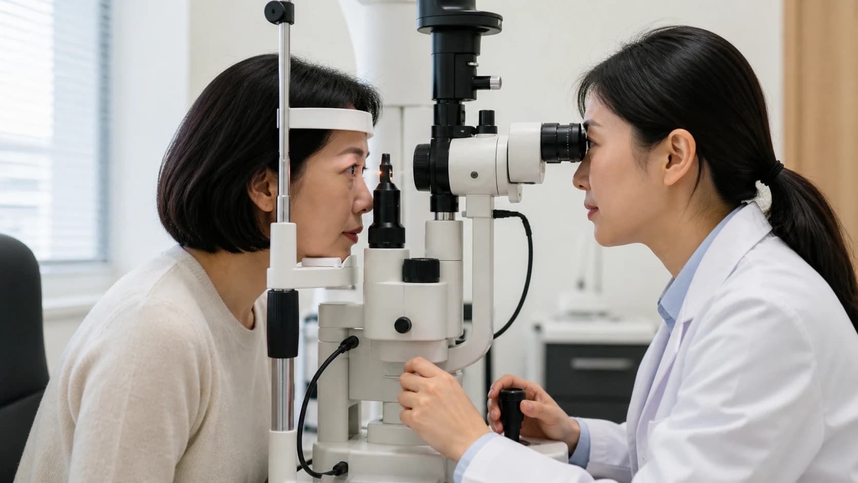 눈가 피부와 눈꺼풀 가장자리 및 흰자 결막의 위치와 단서