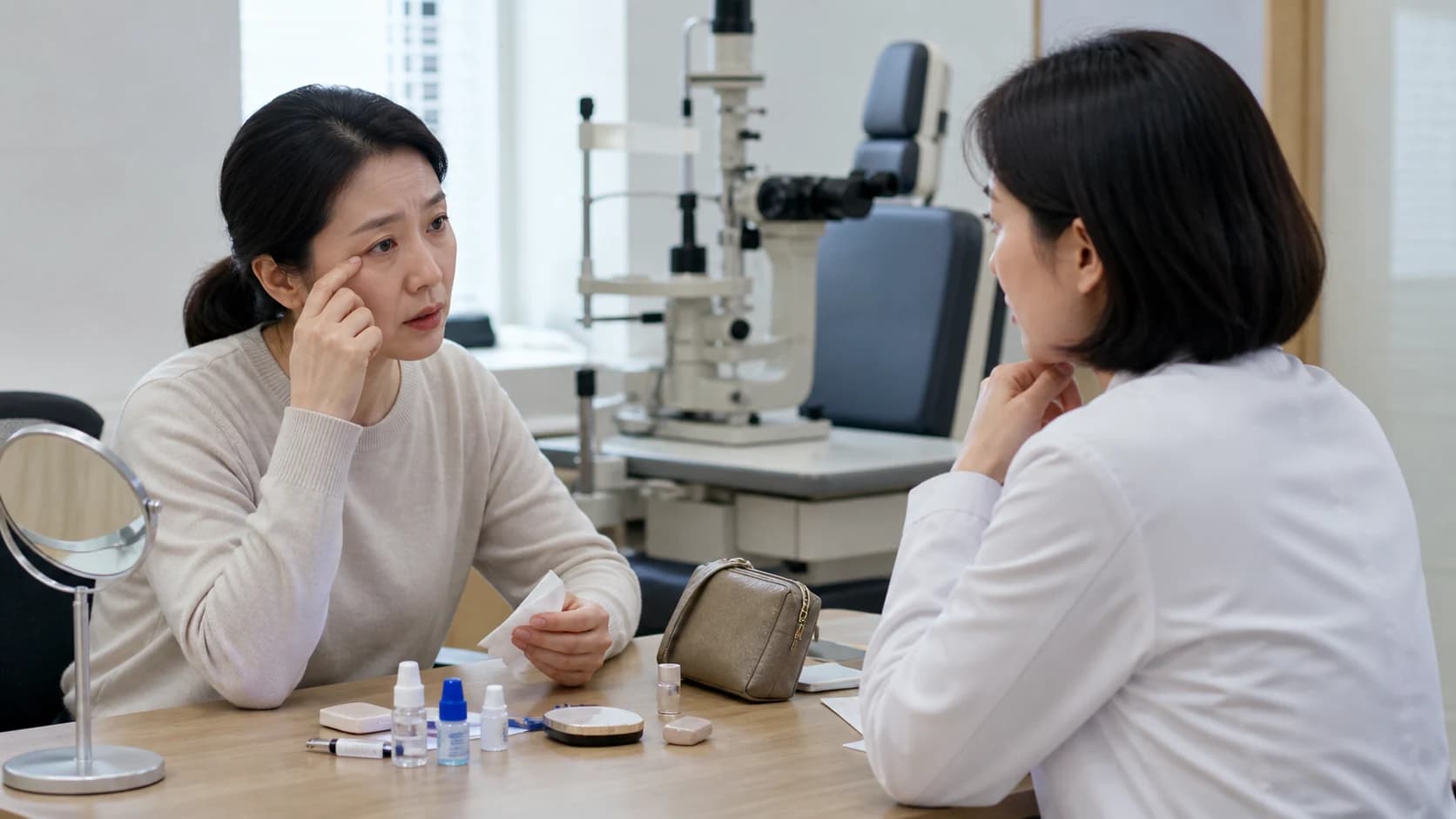 증상 시작·위치·반복·노출·사용약과 동반 증상을 시간순으로 기록하는 표