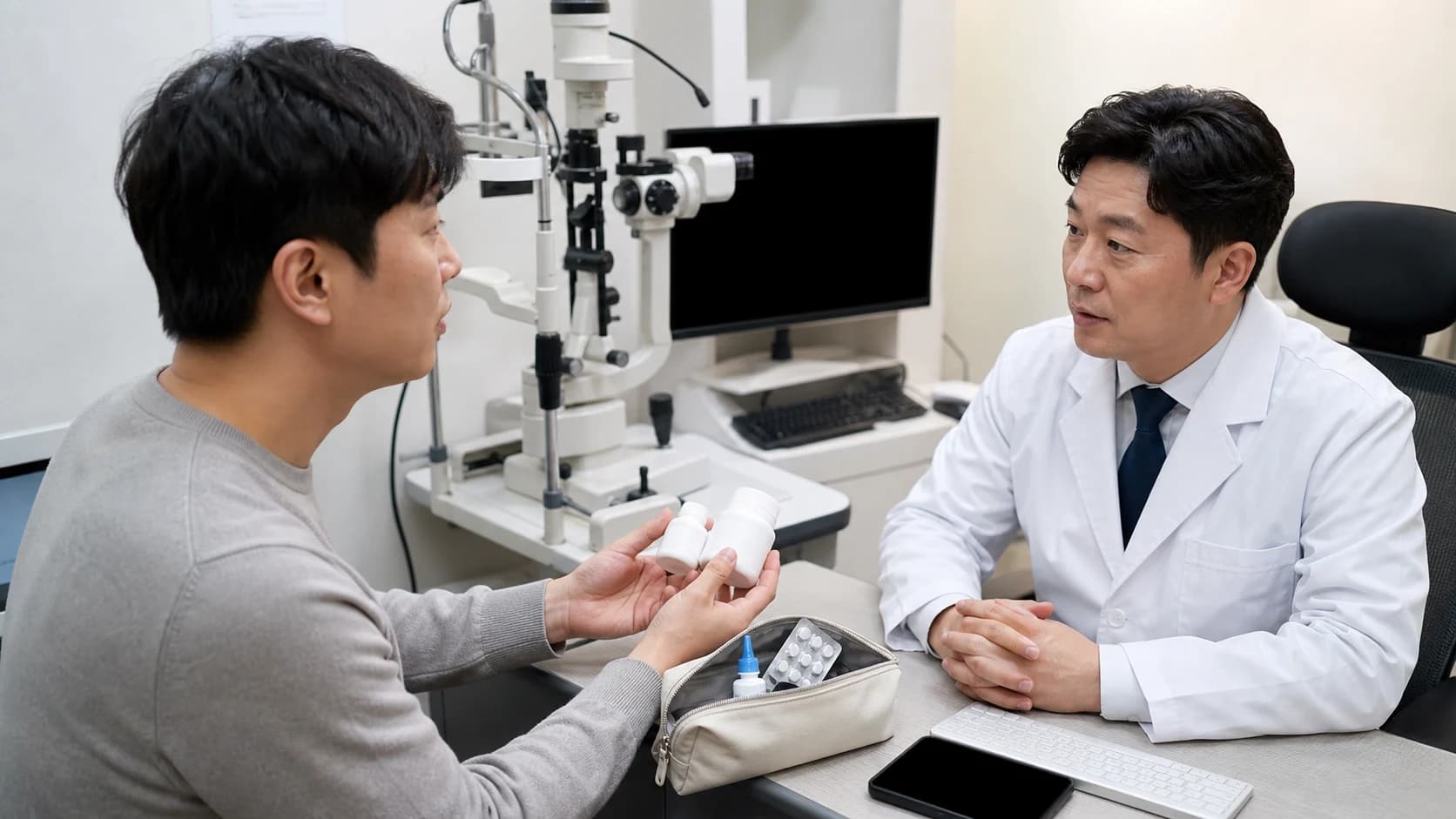 눈 이력과 전신질환 및 복용약 알레르기와 현재 상태를 한 장에 정리한 체크표