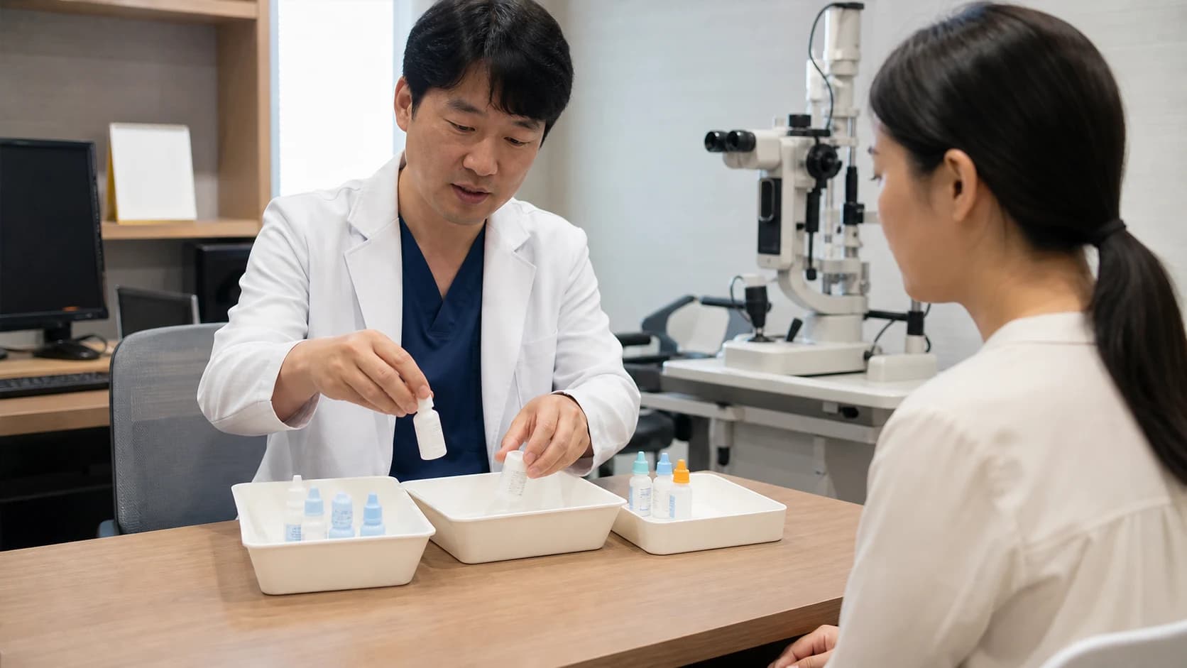 의료진 처방과 서면 지침을 작성자가 추가한 안약 영양제 보호 행동 인터넷 회복표와 구분한 표