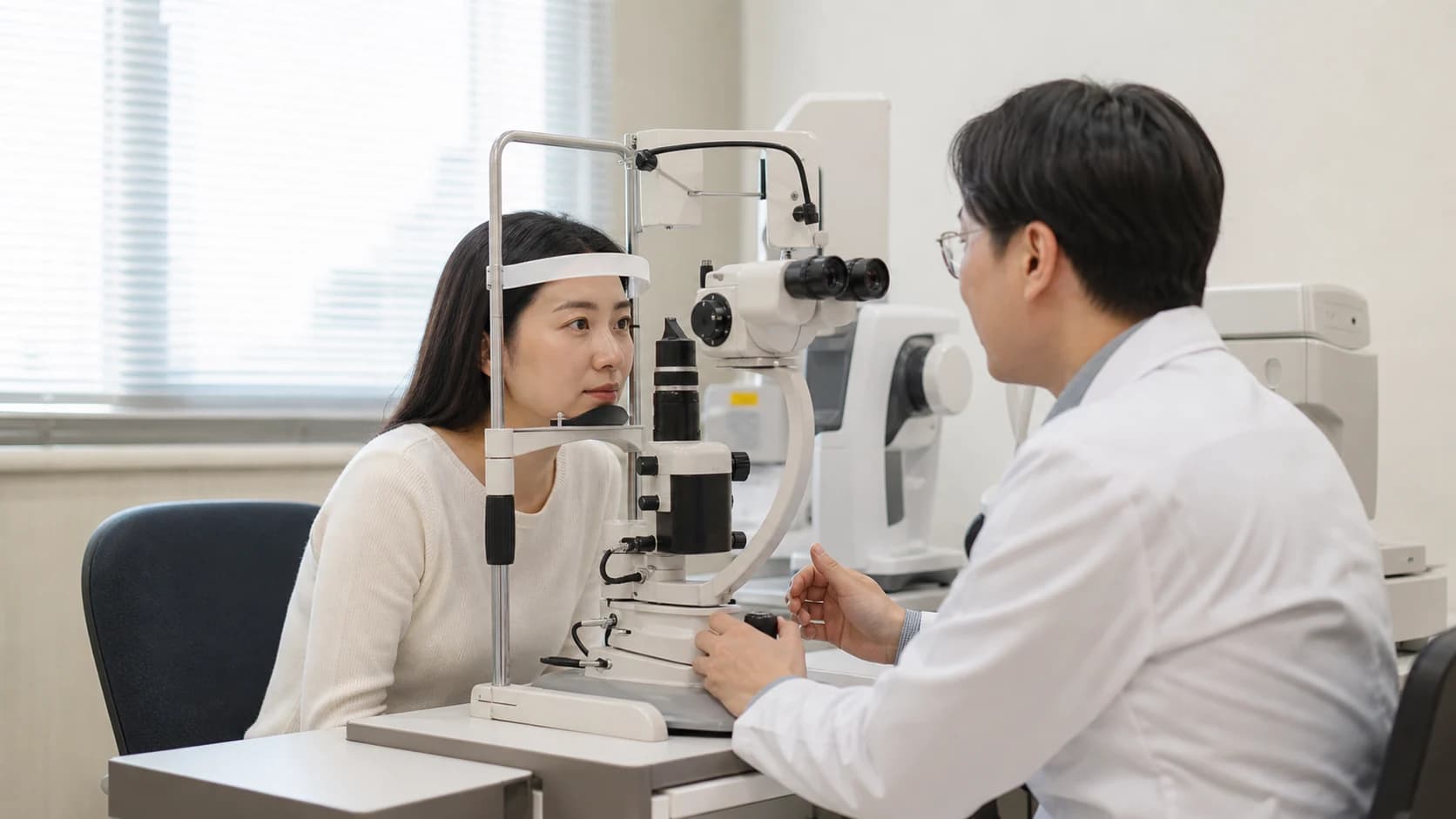 굴절 상태와 눈 구조와 기다리지 않을 위험 신호를 구분한 표