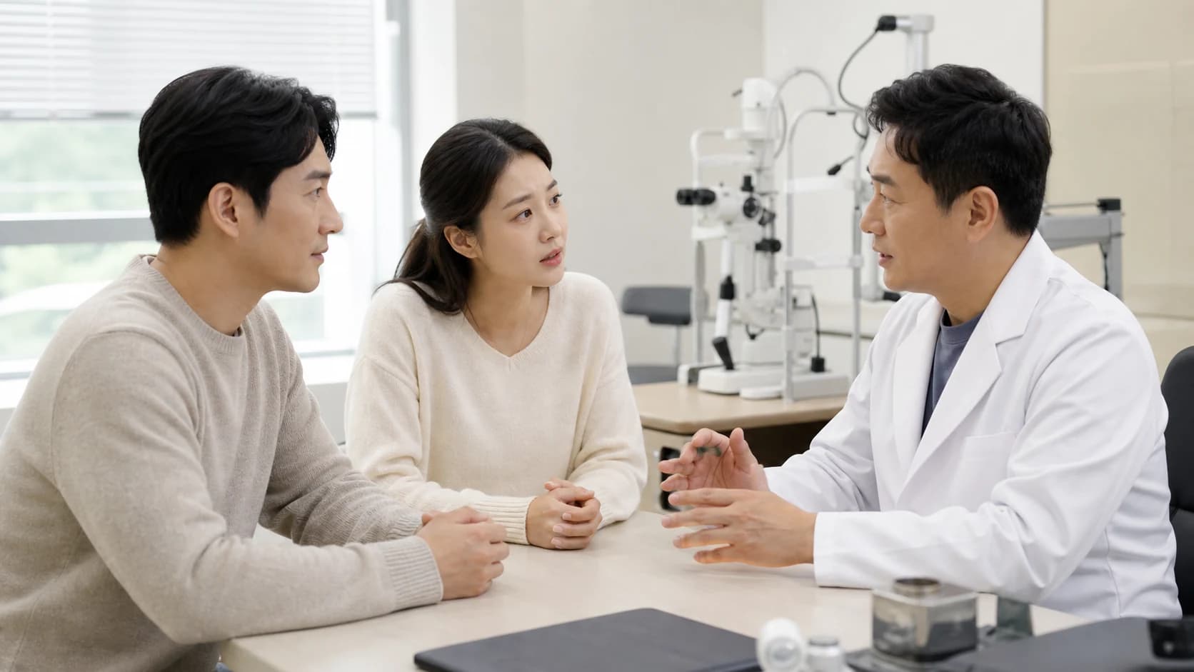 증상과 검진 교정 검사 수술 후 경과의 방문 유형을 구분하는 도해