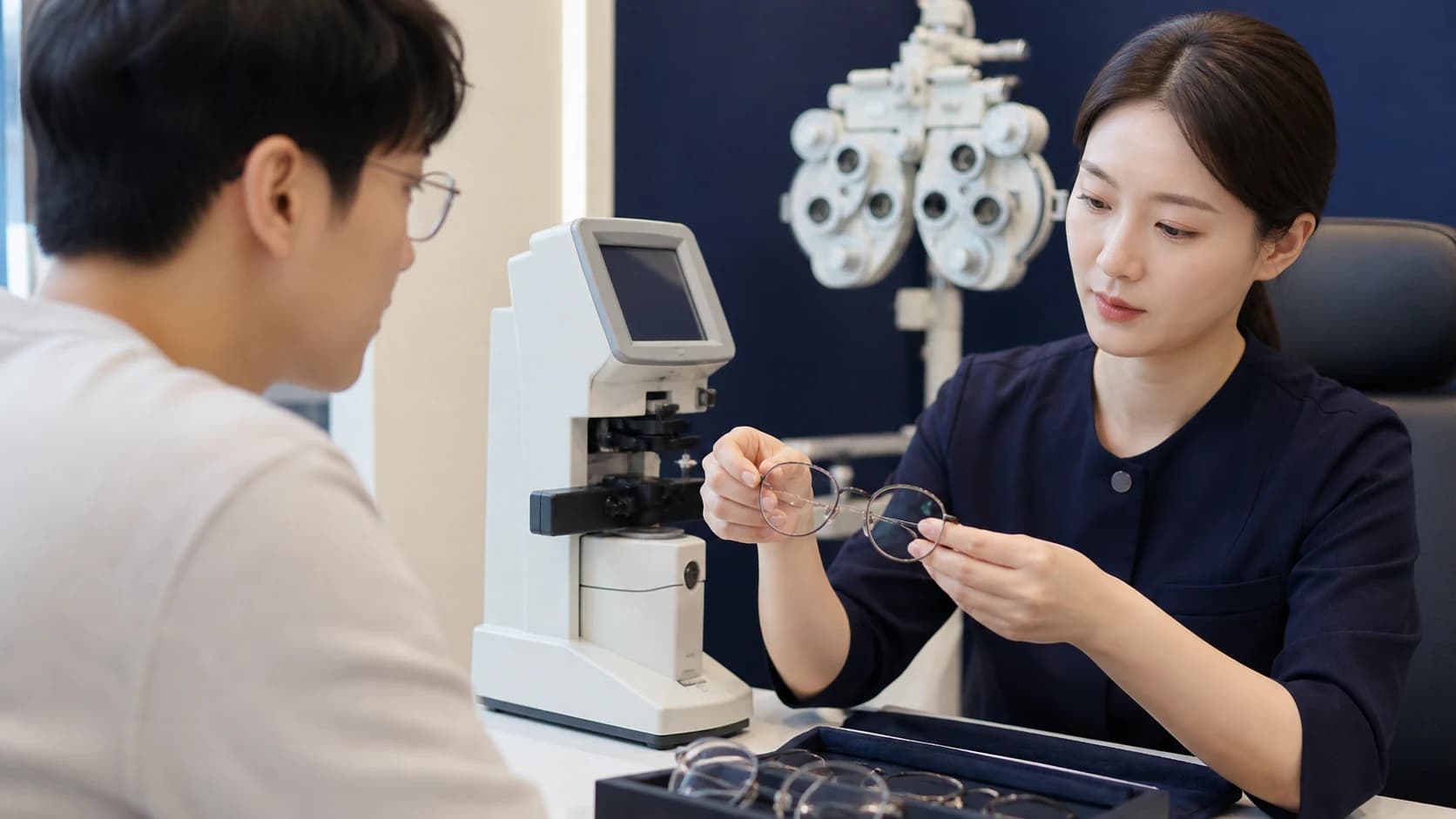 아동 진행 성인 교정 새 변화 고도근시 후안부 추적을 네 진료 에피소드로 나누고 의뢰와 복귀까지 잇는 도해