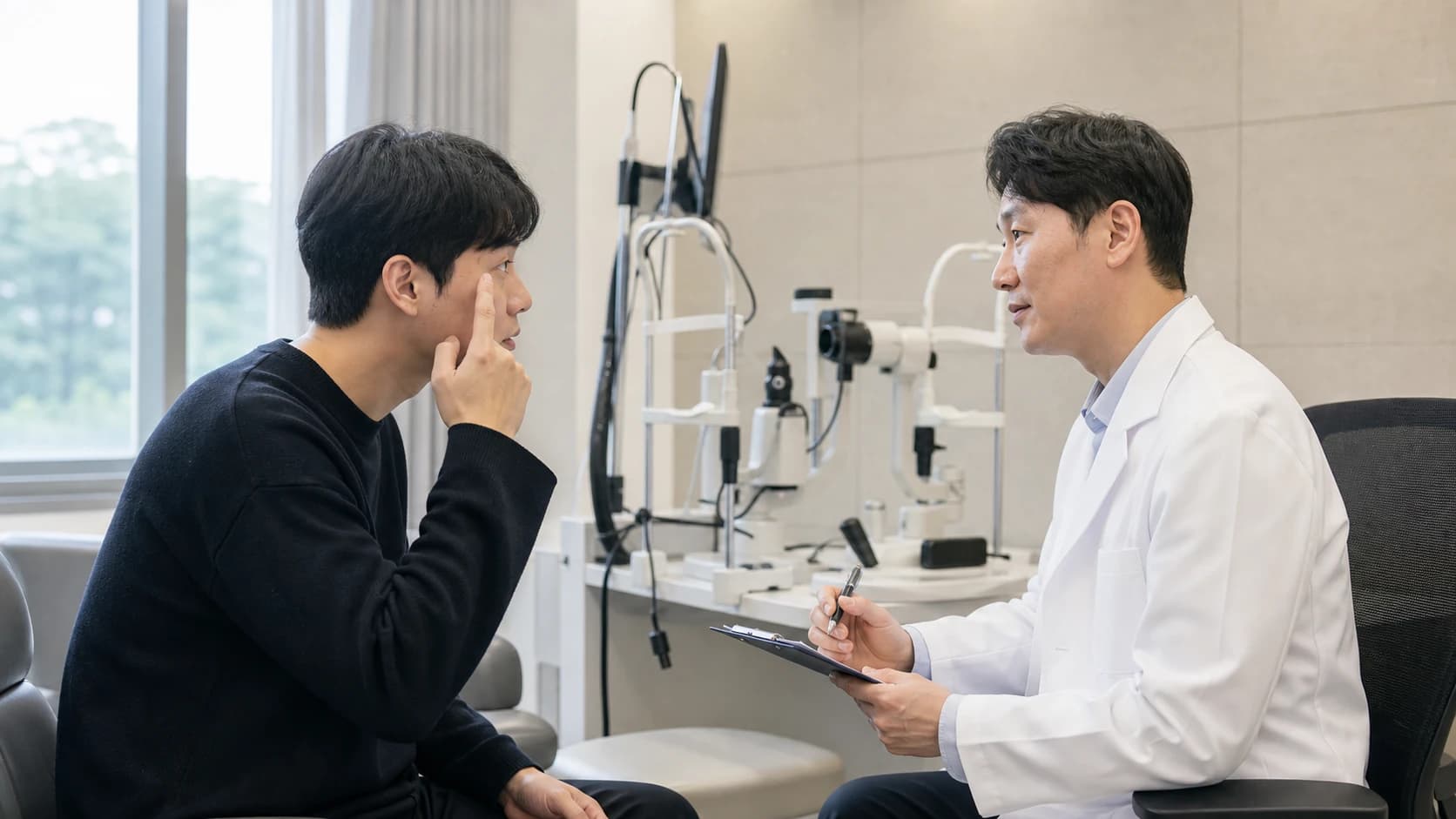갑작스러운 시력 변화 통증 노출 비문증 번쩍임 시야 가림을 즉시 평가와 악화 연락 경로로 나누는 정보 도해