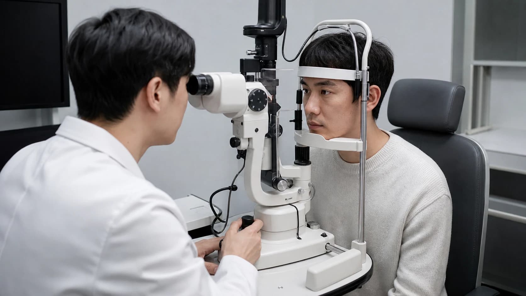 라섹 경과 진료에서 점안 보호렌즈 생활 제한 조치의 유지 변경 해제 추가 평가 근거와 다음 조건을 기록하는 정보 도해