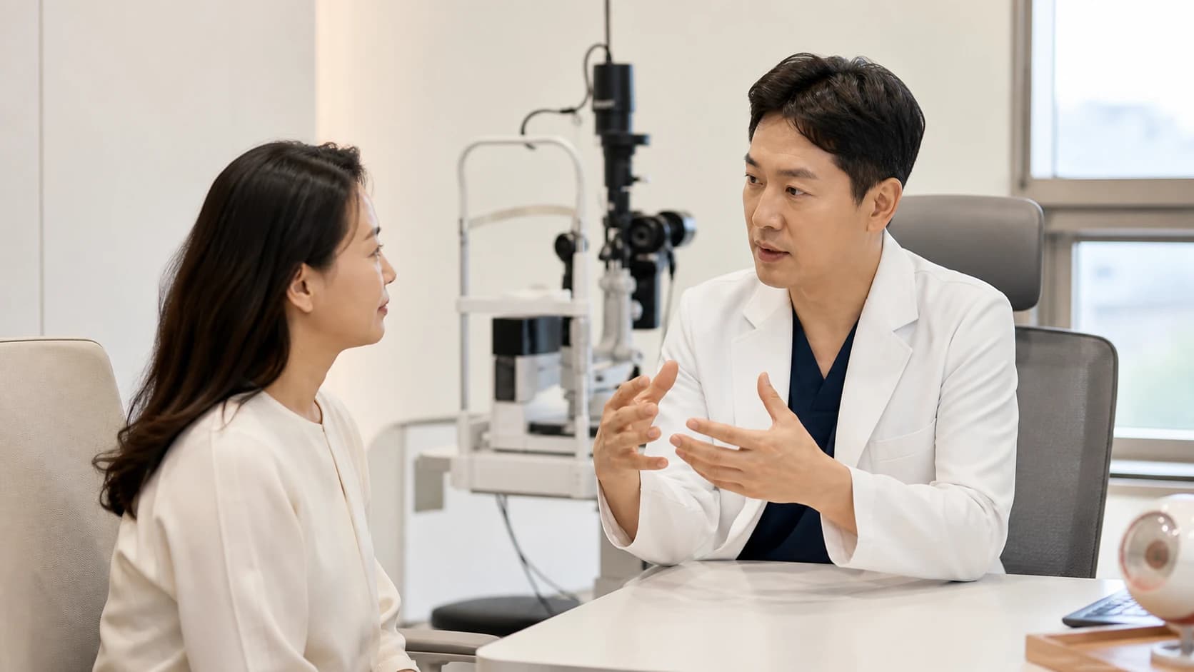 안과 의료진 해석을 관찰 조정 처방 재검 추가 검사 시술 수술 의뢰 행동과 근거 대안 위험 반증 시점 책임자로 잇는 정보 도해