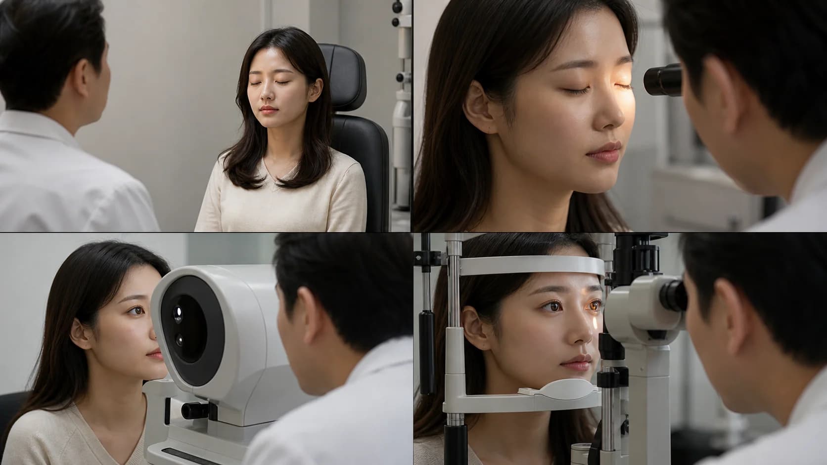눈꺼풀 폐쇄와 가장자리, 눈물막, 각막 염색, 라섹 회복 상태를 확인하는 검사