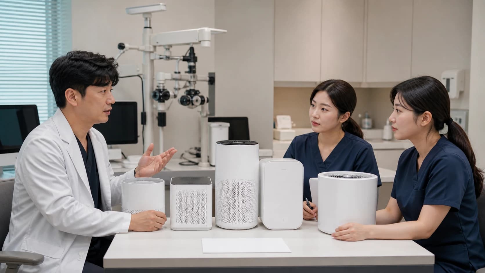 방 크기, 처리량, 필터, 오존, 실내 발생원을 다섯 장비 검증 칸으로 구성