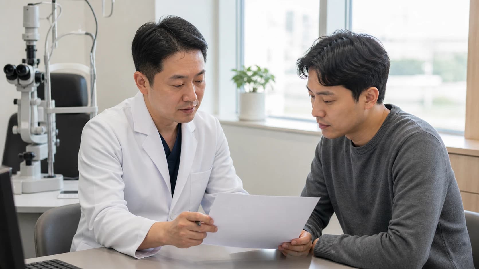 시력 변화의 긴급도를 결정하는 네 진료 출구 도해