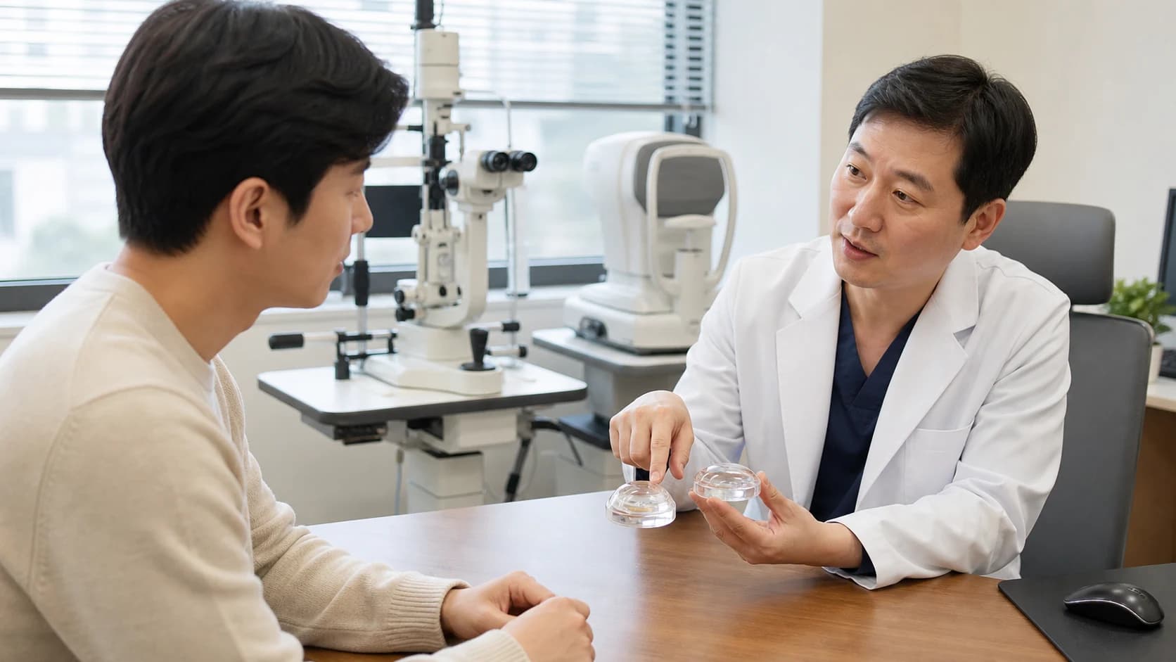 라식과 라섹의 회복 곡선을 나란히 비교하는 도해