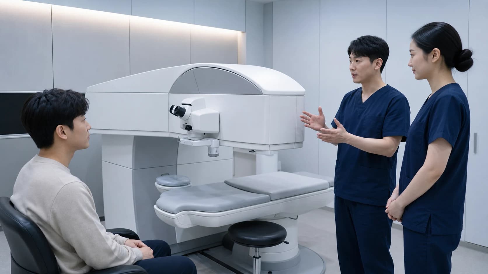 각막 실질 안에 렌티큘을 만들어 작은 절개로 빼내는 원리를 보여주는 단면도