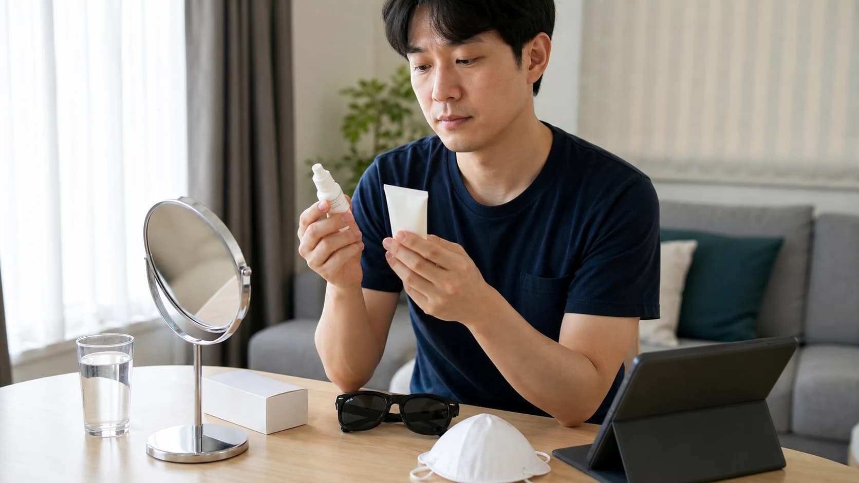 처방 준수와 먼지·바람 보호, 물·화장 제한, 화면 조절을 정리한 라섹 회복 체크