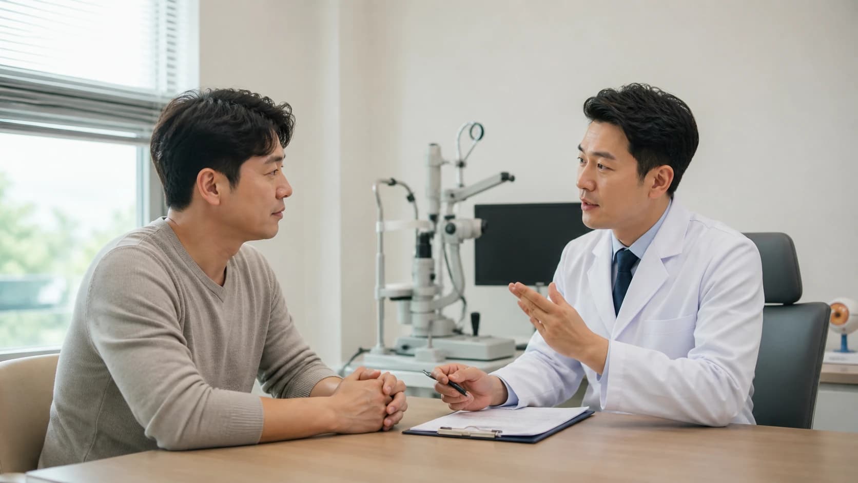매운 자극적인 음식 대신 균형 잡힌 식사를 선택하는 장면