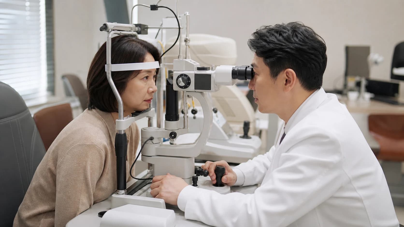 검사 결과를 바탕으로 필요한 시술을 상담하는 장면